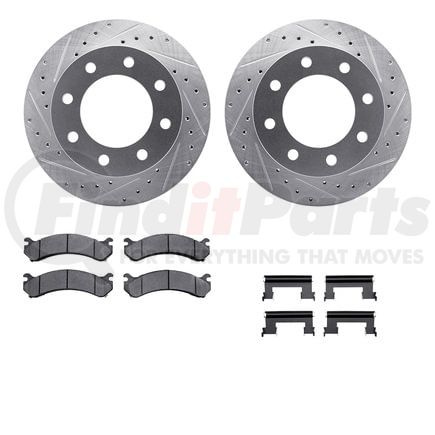 Dynamic Friction Company 7412-48025 Brake Rotor - Drilled & Slotted - Silver- HD Brake Pad - Hardware