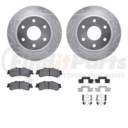 Dynamic Friction Company 7412-48023 Brake Rotor - Drilled & Slotted - Silver- HD Brake Pad - Hardware