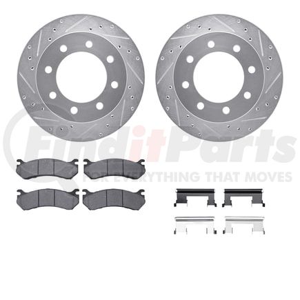 Dynamic Friction Company 7412-48027 Brake Rotor - Drilled & Slotted - Silver- HD Brake Pad - Hardware