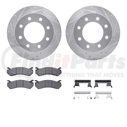 Dynamic Friction Company 7412-48026 Brake Rotor - Drilled & Slotted - Silver- HD Brake Pad - Hardware