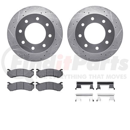 Dynamic Friction Company 7412-48032 Brake Rotor - Drilled & Slotted - Silver- HD Brake Pad - Hardware