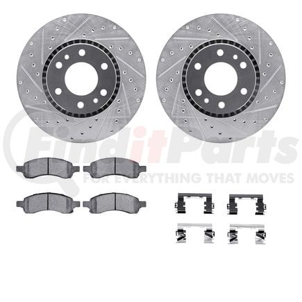 Dynamic Friction Company 7412-48031 Brake Rotor - Drilled & Slotted - Silver- HD Brake Pad - Hardware