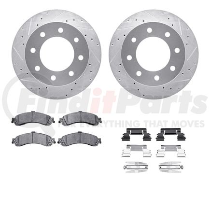 Dynamic Friction Company 7412-48033 Brake Rotor - Drilled & Slotted - Silver- HD Brake Pad - Hardware