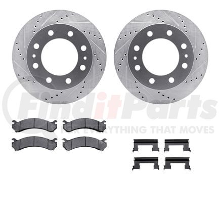 Dynamic Friction Company 7412-48037 Brake Rotor - Drilled & Slotted - Silver- HD Brake Pad - Hardware