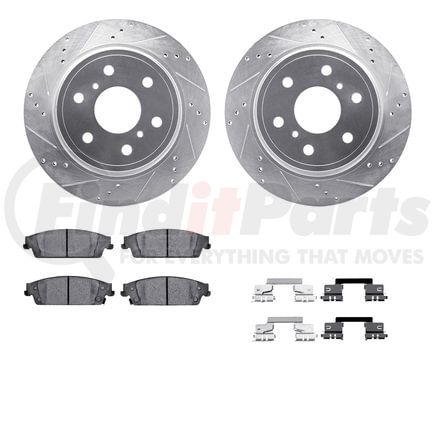 Dynamic Friction Company 7412-48040 Brake Rotor - Drilled & Slotted - Silver- HD Brake Pad - Hardware