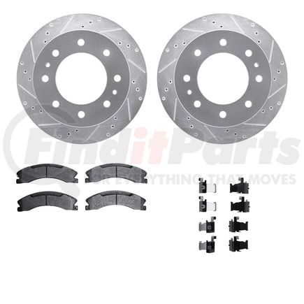 Dynamic Friction Company 7412-48045 Brake Rotor - Drilled & Slotted - Silver- HD Brake Pad - Hardware