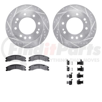 Dynamic Friction Company 7412-48043 Brake Rotor - Drilled & Slotted - Silver- HD Brake Pad - Hardware