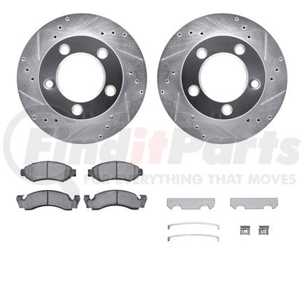 Dynamic Friction Company 7412-54009 Brake Rotor - Drilled & Slotted - Silver- HD Brake Pad - Hardware