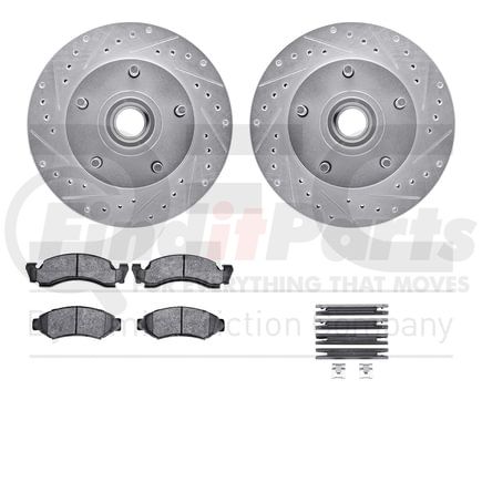 Dynamic Friction Company 7412-54006 Brake Rotor - Drilled & Slotted - Silver- HD Brake Pad - Hardware