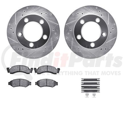 Dynamic Friction Company 7412-54010 Brake Rotor - Drilled & Slotted - Silver- HD Brake Pad - Hardware