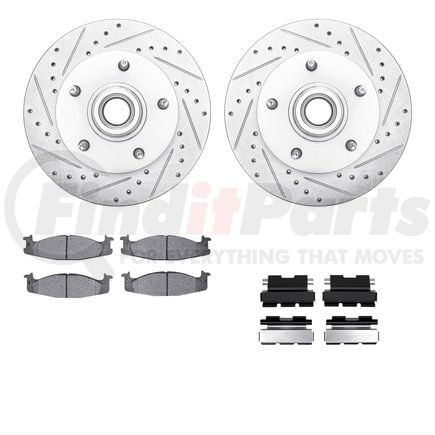 Dynamic Friction Company 7412-54022 Brake Rotor - Drilled & Slotted - Silver- HD Brake Pad - Hardware