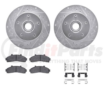 Dynamic Friction Company 7412-54027 Brake Rotor - Drilled & Slotted - Silver- HD Brake Pad - Hardware