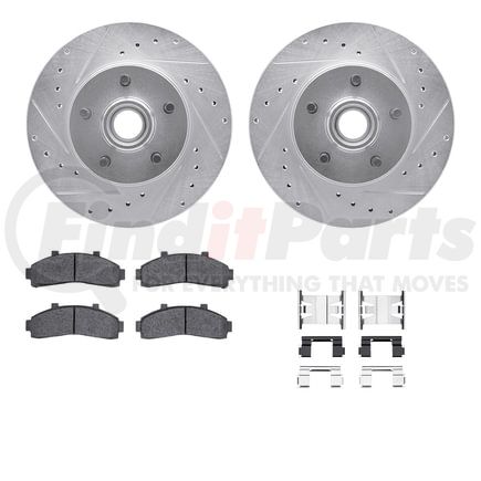 Dynamic Friction Company 7412-54029 Brake Rotor - Drilled & Slotted - Silver- HD Brake Pad - Hardware