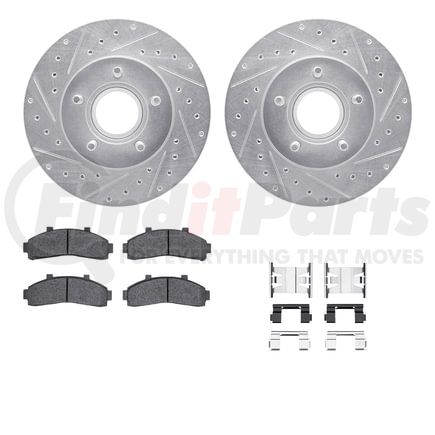 Dynamic Friction Company 7412-54028 Brake Rotor - Drilled & Slotted - Silver- HD Brake Pad - Hardware