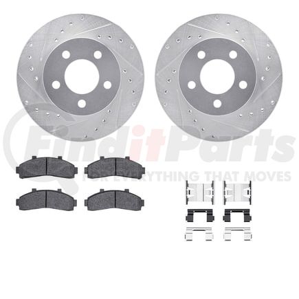 Dynamic Friction Company 7412-54032 Brake Rotor - Drilled & Slotted - Silver- HD Brake Pad - Hardware