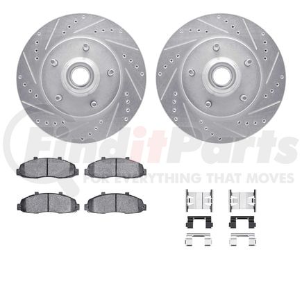 Dynamic Friction Company 7412-54034 Brake Rotor - Drilled & Slotted - Silver- HD Brake Pad - Hardware