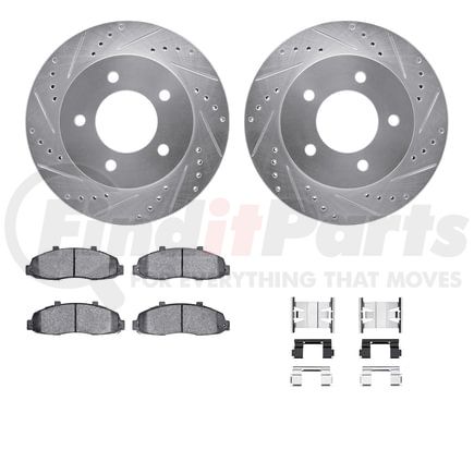 Dynamic Friction Company 7412-54035 Brake Rotor - Drilled & Slotted - Silver- HD Brake Pad - Hardware