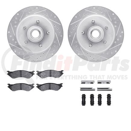 Dynamic Friction Company 7412-54039 Brake Rotor - Drilled & Slotted - Silver- HD Brake Pad - Hardware