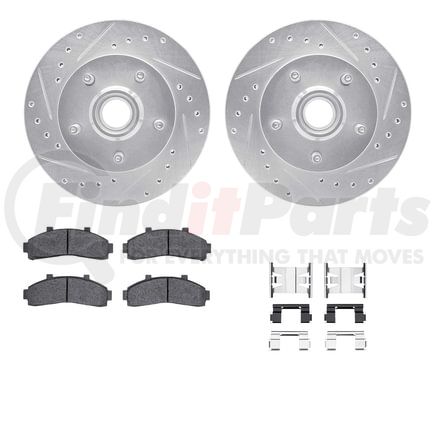 Dynamic Friction Company 7412-54052 Brake Rotor - Drilled & Slotted - Silver- HD Brake Pad - Hardware