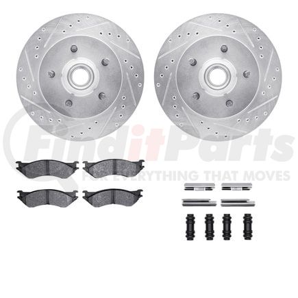 Dynamic Friction Company 7412-54057 Brake Rotor - Drilled & Slotted - Silver- HD Brake Pad - Hardware