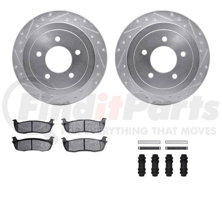 Dynamic Friction Company 7412-54061 Brake Rotor - Drilled & Slotted - Silver- HD Brake Pad - Hardware