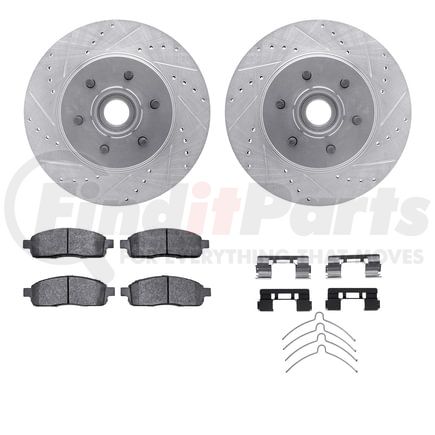 Dynamic Friction Company 7412-54071 Brake Rotor - Drilled & Slotted - Silver- HD Brake Pad - Hardware