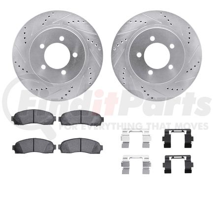 Dynamic Friction Company 7412-54067 Brake Rotor - Drilled & Slotted - Silver- HD Brake Pad - Hardware