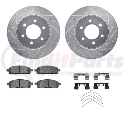 Dynamic Friction Company 7412-54073 Brake Rotor - Drilled & Slotted - Silver- HD Brake Pad - Hardware