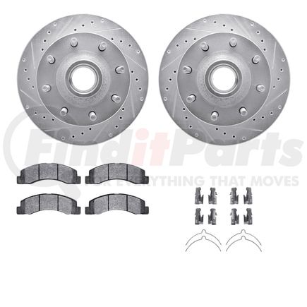 Dynamic Friction Company 7412-54077 Brake Rotor - Drilled & Slotted - Silver- HD Brake Pad - Hardware