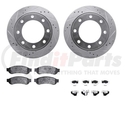 Dynamic Friction Company 7412-54085 Brake Rotor - Drilled & Slotted - Silver- HD Brake Pad - Hardware