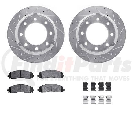 Dynamic Friction Company 7412-54102 Brake Rotor - Drilled & Slotted - Silver- HD Brake Pad - Hardware