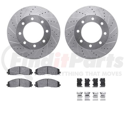 Dynamic Friction Company 7412-54098 Brake Rotor - Drilled & Slotted - Silver- HD Brake Pad - Hardware