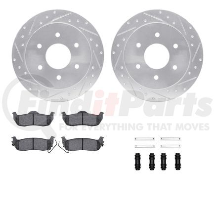 Dynamic Friction Company 7412-67001 Brake Rotor - Drilled & Slotted - Silver- HD Brake Pad - Hardware