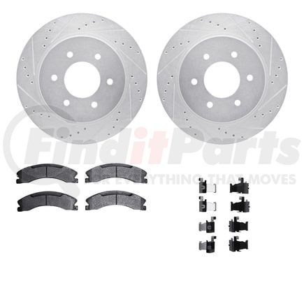 Dynamic Friction Company 7412-67008 Brake Rotor - Drilled & Slotted - Silver- HD Brake Pad - Hardware