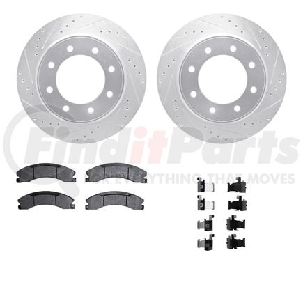 Dynamic Friction Company 7412-67006 Brake Rotor - Drilled & Slotted - Silver- HD Brake Pad - Hardware
