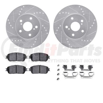 Dynamic Friction Company 7412-76001 Brake Rotor - Drilled & Slotted - Silver- HD Brake Pad - Hardware