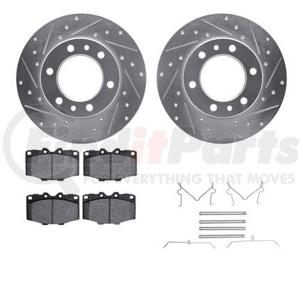 Dynamic Friction Company 7412-76003 Brake Rotor - Drilled & Slotted - Silver- HD Brake Pad - Hardware