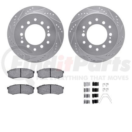 Dynamic Friction Company 7412-76016 Brake Rotor - Drilled & Slotted - Silver- HD Brake Pad - Hardware