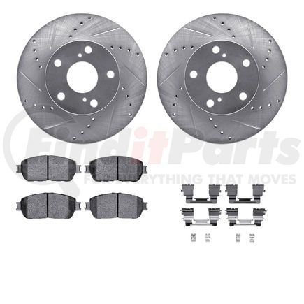Dynamic Friction Company 7412-76018 Brake Rotor - Drilled & Slotted - Silver- HD Brake Pad - Hardware