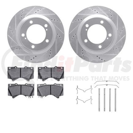 Dynamic Friction Company 7412-76019 Brake Rotor - Drilled & Slotted - Silver- HD Brake Pad - Hardware