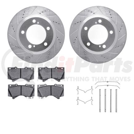 Dynamic Friction Company 7412-76021 Brake Rotor - Drilled & Slotted - Silver- HD Brake Pad - Hardware