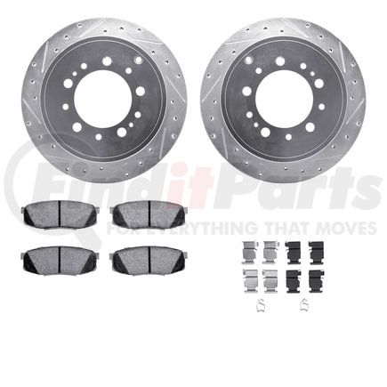 Dynamic Friction Company 7412-76020 Brake Rotor - Drilled & Slotted - Silver- HD Brake Pad - Hardware