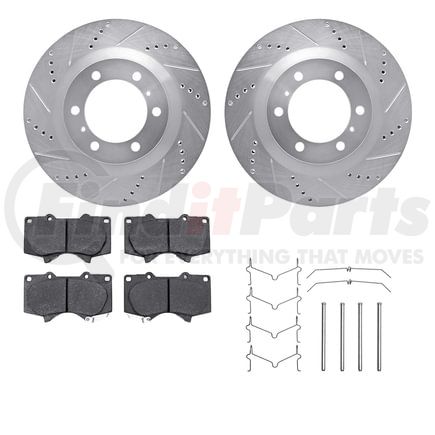 Dynamic Friction Company 7412-76022 Brake Rotor - Drilled & Slotted - Silver- HD Brake Pad - Hardware