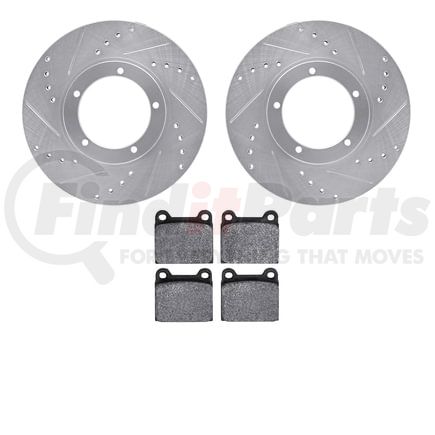 Dynamic Friction Company 7502-02002 Rotors-Drilled and Slotted-Silver with 5000 Advanced Brake Pads