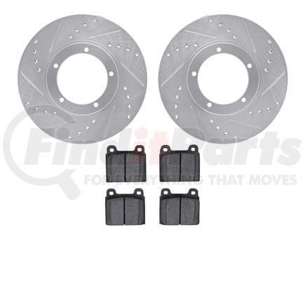 Dynamic Friction Company 7502-02004 Rotors-Drilled and Slotted-Silver with 5000 Advanced Brake Pads