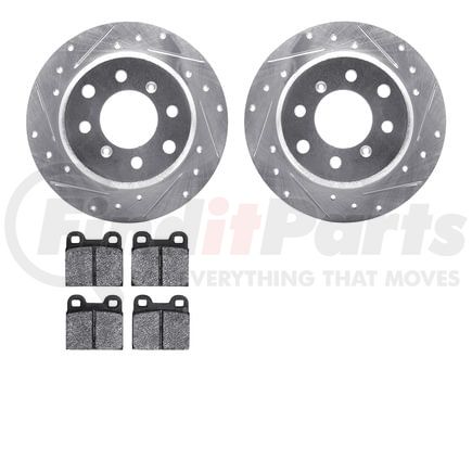 Dynamic Friction Company 7502-16000 Rotors-Drilled and Slotted-Silver with 5000 Advanced Brake Pads