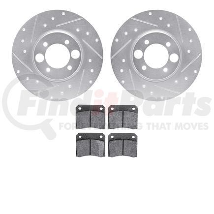 Dynamic Friction Company 7502-20000 Rotors-Drilled and Slotted-Silver with 5000 Advanced Brake Pads