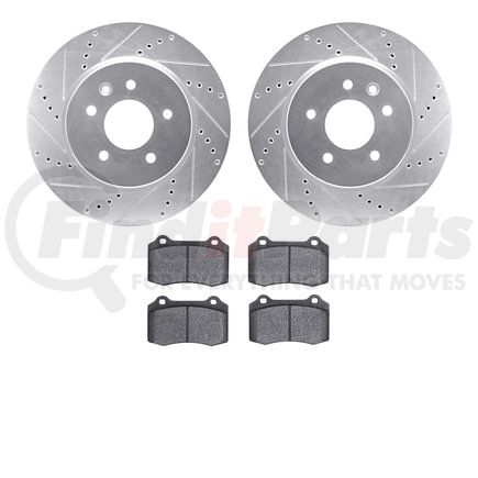Dynamic Friction Company 7502-20018 Rotors-Drilled and Slotted-Silver with 5000 Advanced Brake Pads