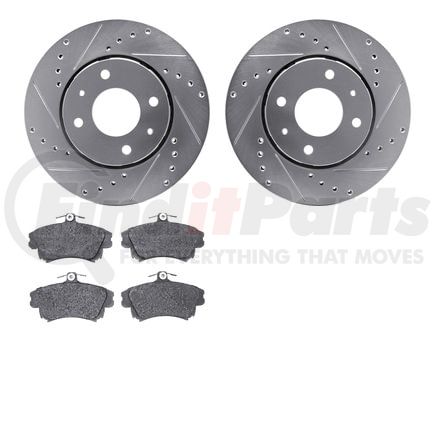 Dynamic Friction Company 7502-27026 Rotors-Drilled and Slotted-Silver with 5000 Advanced Brake Pads