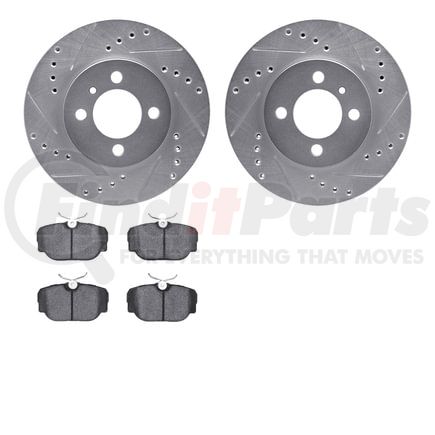 Dynamic Friction Company 7502-31018 Rotors-Drilled and Slotted-Silver with 5000 Advanced Brake Pads